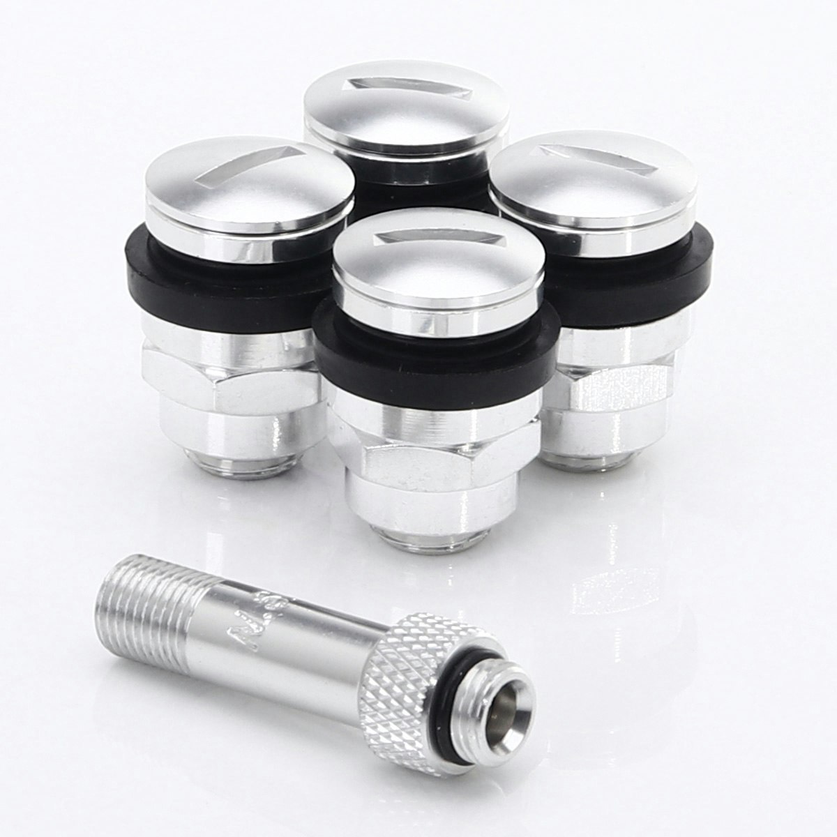 SET OF FLAT ALUMINUM AIR VALVES JR V1 - SILVER.