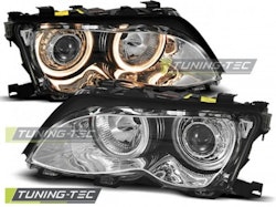 HEADLIGHTS ANGEL EYES CHROME fits BMW E46 09.01-03.05 S/T