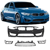 Front bumper in sports design with PDC holes and HCS suitable for BMW 3er BMW F30 LCI, 05/2015-2018