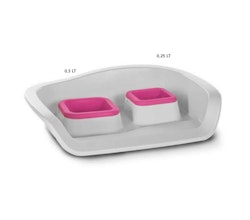 Tray w. Bowl white & pink, 48x38x12 cm
