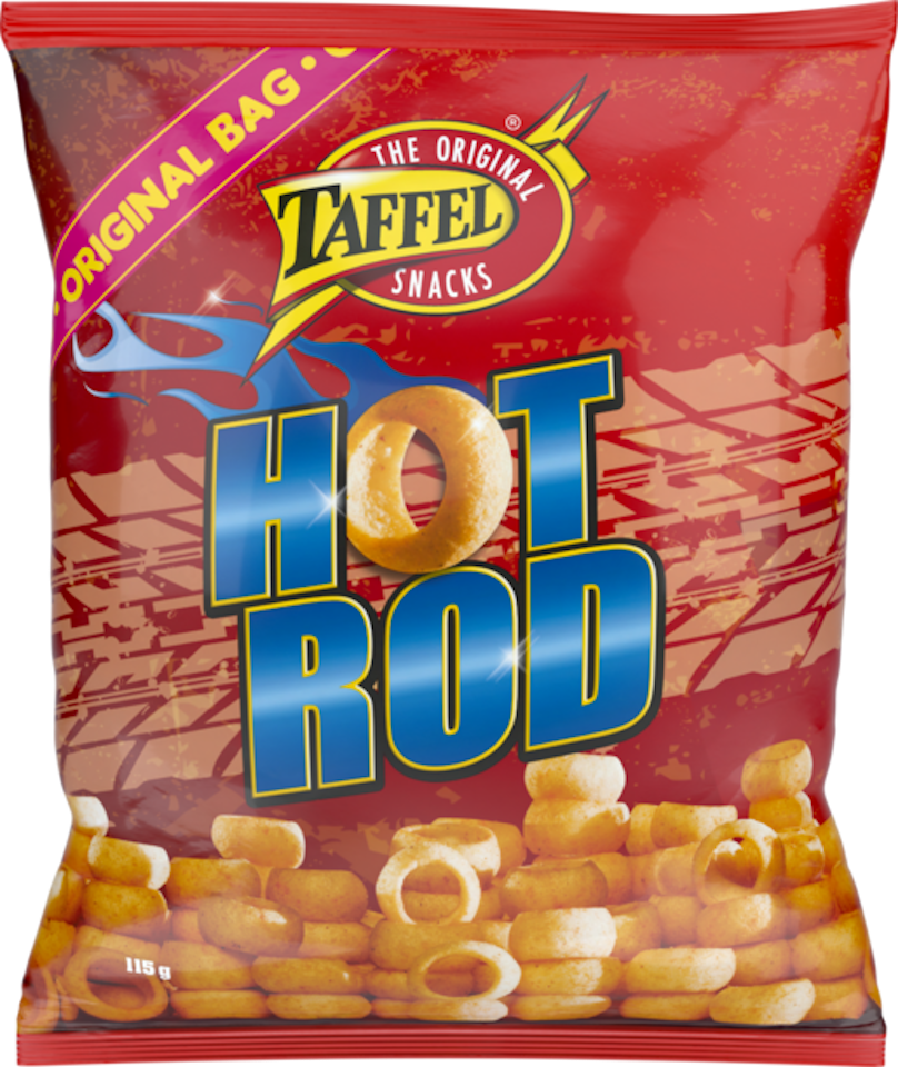 Taffel - Hot Rod kryddade potatisring 115 g