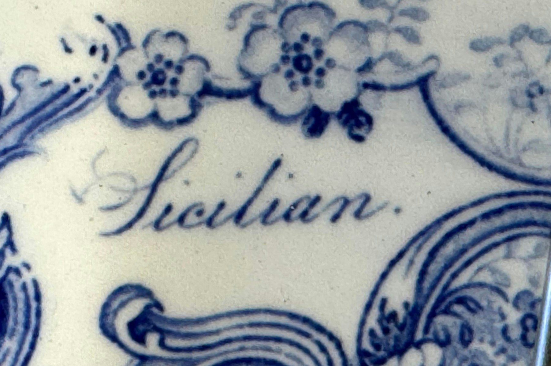 Staffordshire blått og hvitt "siciliansk"