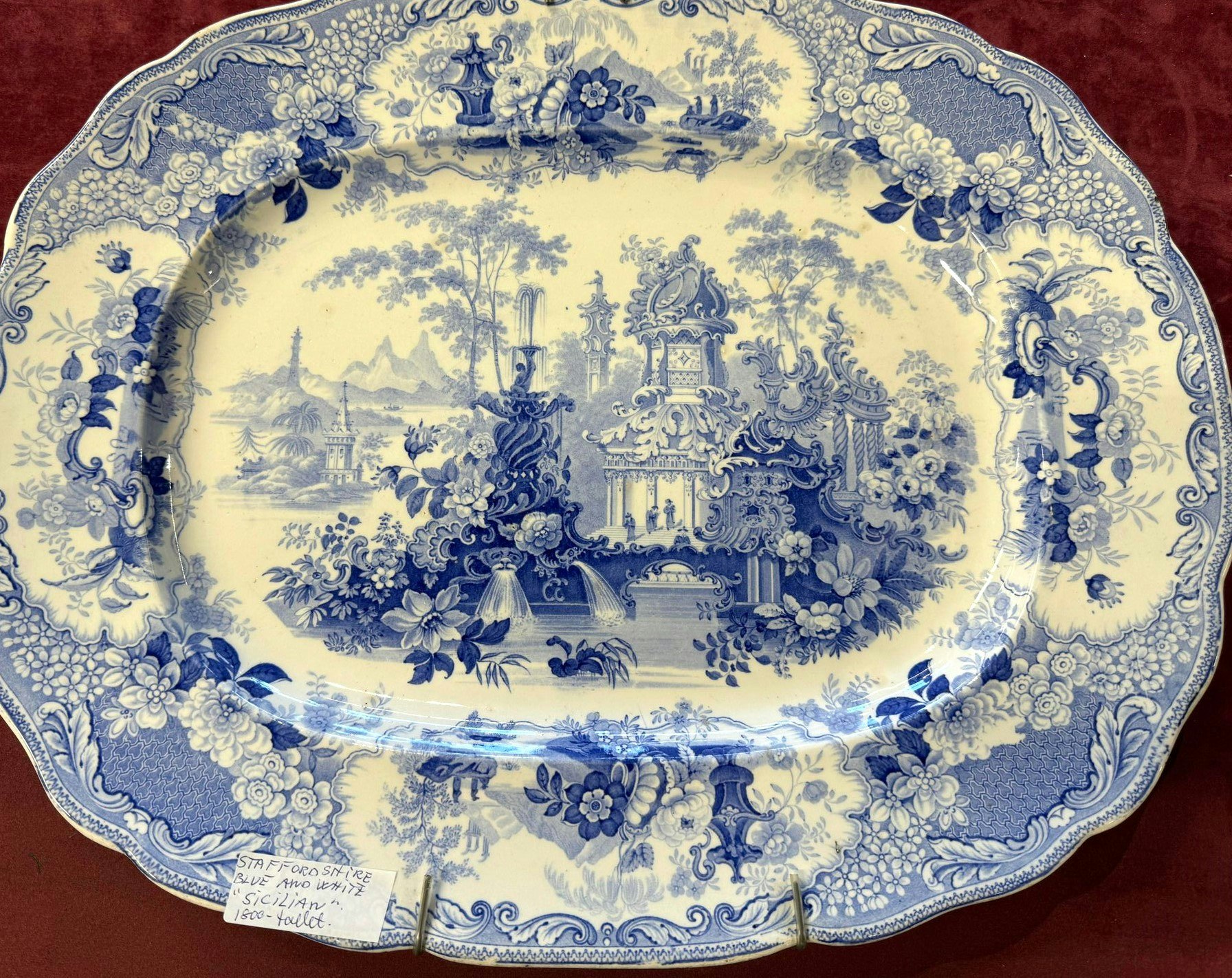 Staffordshire blått og hvitt "siciliansk"