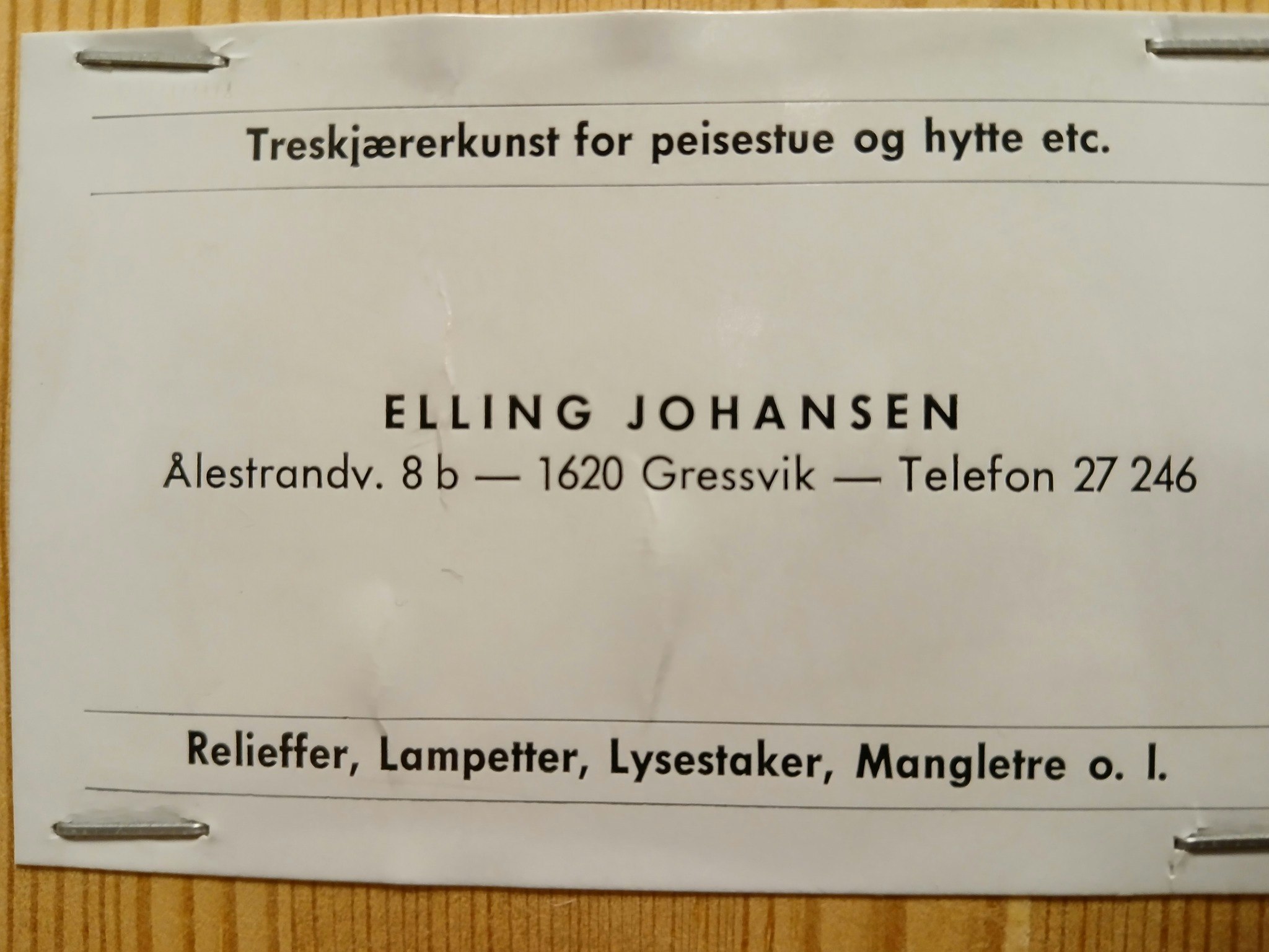 Erling Johansen, norsk treskjærer, fra Fredrikstad,