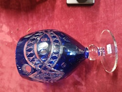 Cognacglass , fine slipinger , vintage , blå