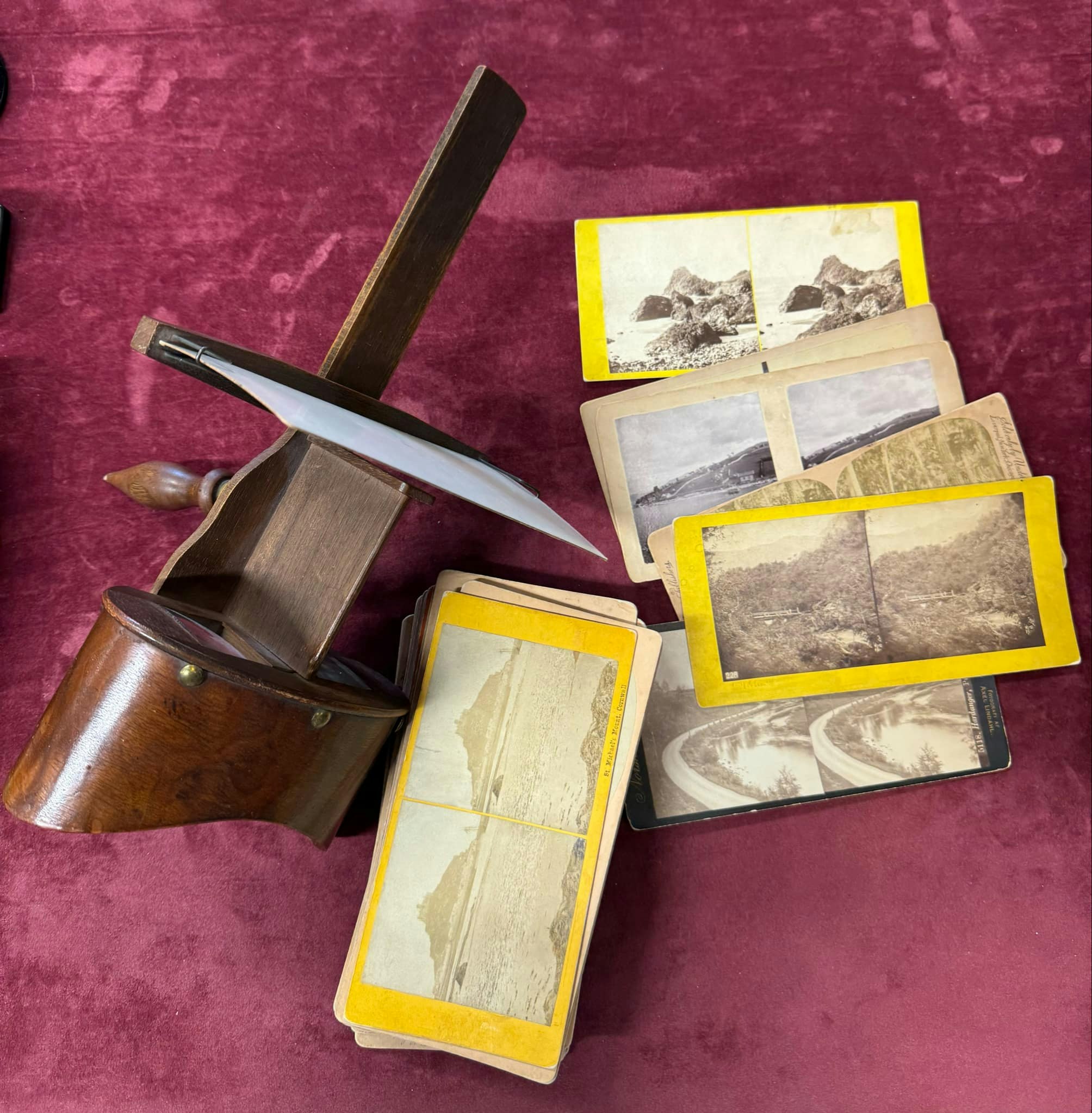 Antikk Stereoscope med ca. 30 st. bilder.