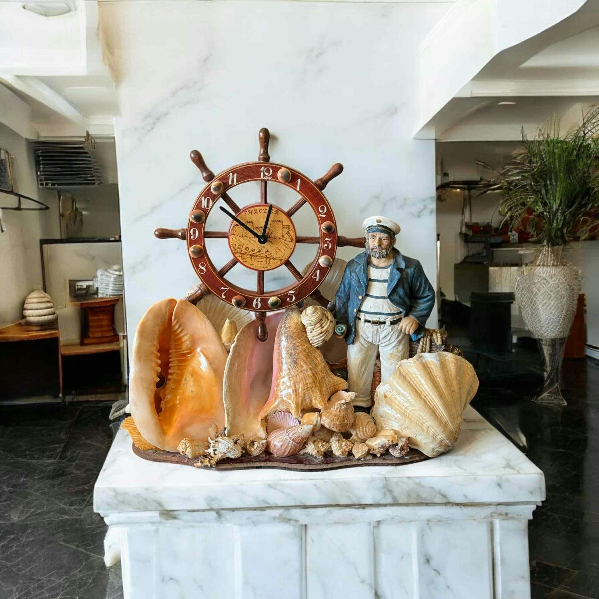 Maritim figur med klokke , og lys , Stor