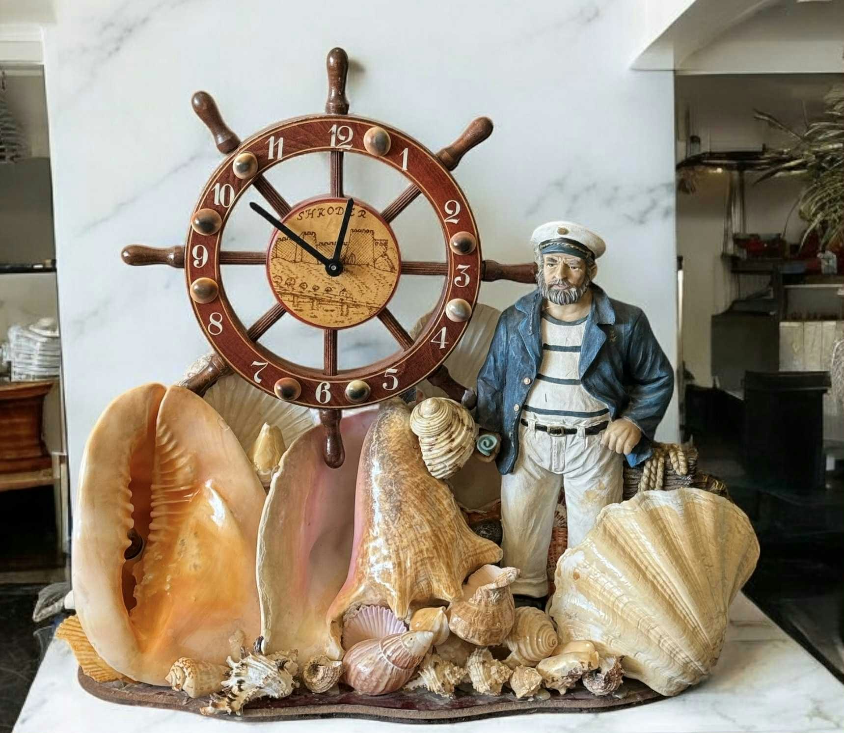 Maritim figur med klokke , og lys , Stor
