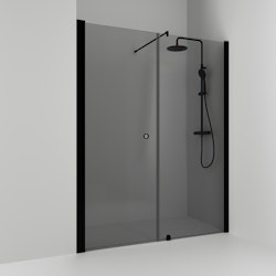 Svedbergs skoga nischdusch rak/fast 140x198 svart matt/rökglas