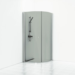 Svedbergs skoga hörndusch halvrund 90x90x198 alu blank/rökglas