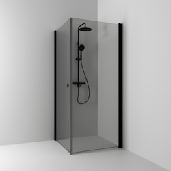 Svedbergs skoga hörndusch rak 70x70x198 svart matt/rökglas