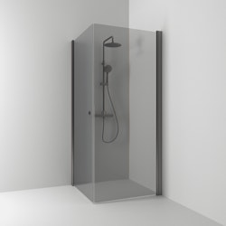 Svedbergs skoga hörndusch rak 90x90x198 polerad blyertssvart/rökglas