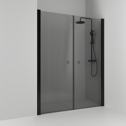 Svedbergs skoga nischdusch rak 198x198 svart matt/rökglas dubbel