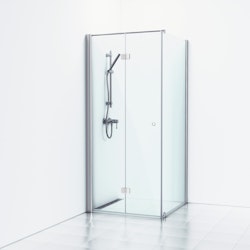 Svedbergs skoga hörndusch vikbar/fast 100x73x198 alu blank/klarglas