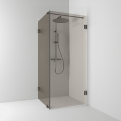 Svedbergs 180° hörndusch rak/fast 80x80x200 blyertssvart/bronsglas