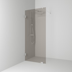 Svedbergs 180° skärmvägg fast 88x200 krom/bronsglas