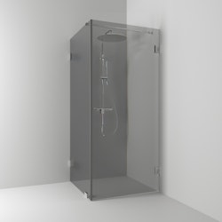 Svedbergs 180° hörndusch rak/fast 80x80x200 krom/rökglas