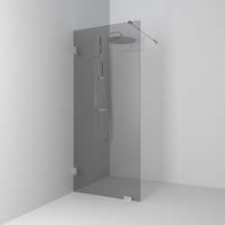 Svedbergs 180° skärmvägg fast 78x200 krom/rökglas