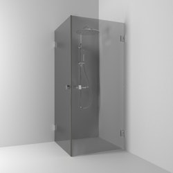 Svedbergs 180° hörndusch rak 100x200x80 krom/rökglas