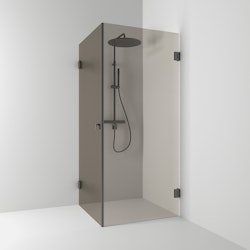 Svedbergs 180° hörndusch rak 80x90x200 blyertssvart/bronsglas