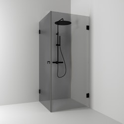 Svedbergs 180° hörndusch rak 90x90x200 svart matt/rökglas