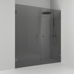 Svedbergs 180° nischdusch rak 176,5x200 blyertssvart/rökglas dubbel