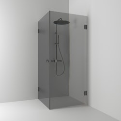 Svedbergs 180° hörndusch rak 100x200x80 blyertssvart/rökglas