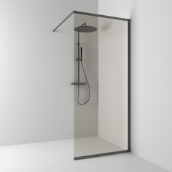 Svedbergs langfoss skärmvägg rak/fast 90x200 blyertssvart/bronsglas