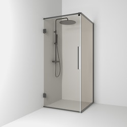 Svedbergs langfoss hörndusch rak/fast 80x82x200 blyertssvart/bronsglas