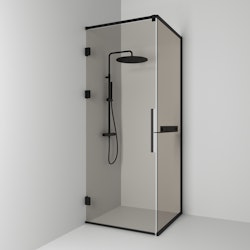 Svedbergs langfoss hörndusch rak/fast 90x92x230 svart matt/bronsglas hylla