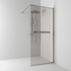 Svedbergs langfoss skärmvägg rak/fast 80x200 alu matt/bronsglas hylla