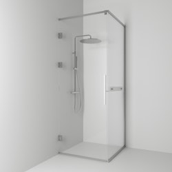 Svedbergs langfoss hörndusch rak/fast 80x92x230 alu matt/linjeglas höger hylla