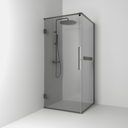 Svedbergs langfoss hörndusch rak/fast 80x82x200 blyertssvart/rökglas hylla