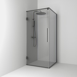 Svedbergs langfoss hörndusch rak/fast 80x92x200 blyertssvart/rökglas