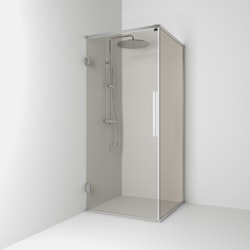 Svedbergs langfoss hörndusch rak/fast 90x82x200 alu matt/bronsglas