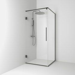 Svedbergs langfoss hörndusch rak/fast 80x92x200 blyertssvart/kristallglas