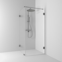 Svedbergs 180° hörndusch rak/fast 100x90x200 blyertssvart/klarglas