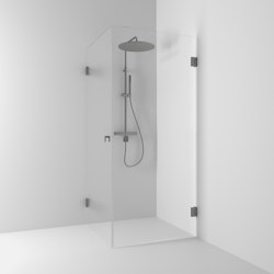 Svedbergs 180° hörndusch rak 80x80x200 blyertssvart/klarglas