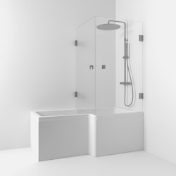 Svedbergs 180° hörndusch bad rak 83x83x140 blyertssvart/klarglas