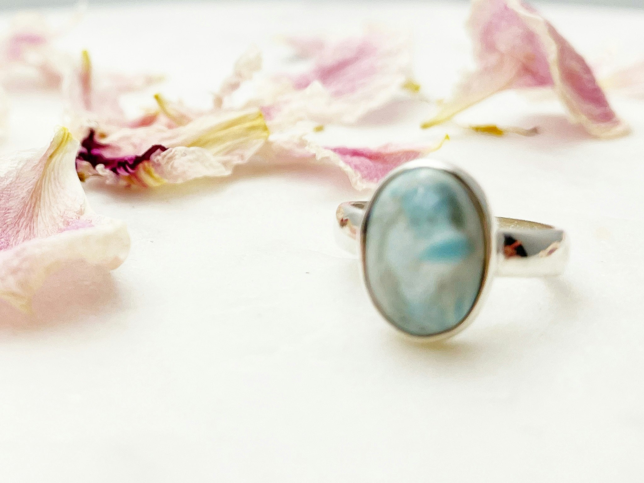 Kristallring med Larimar och sterling silver #1