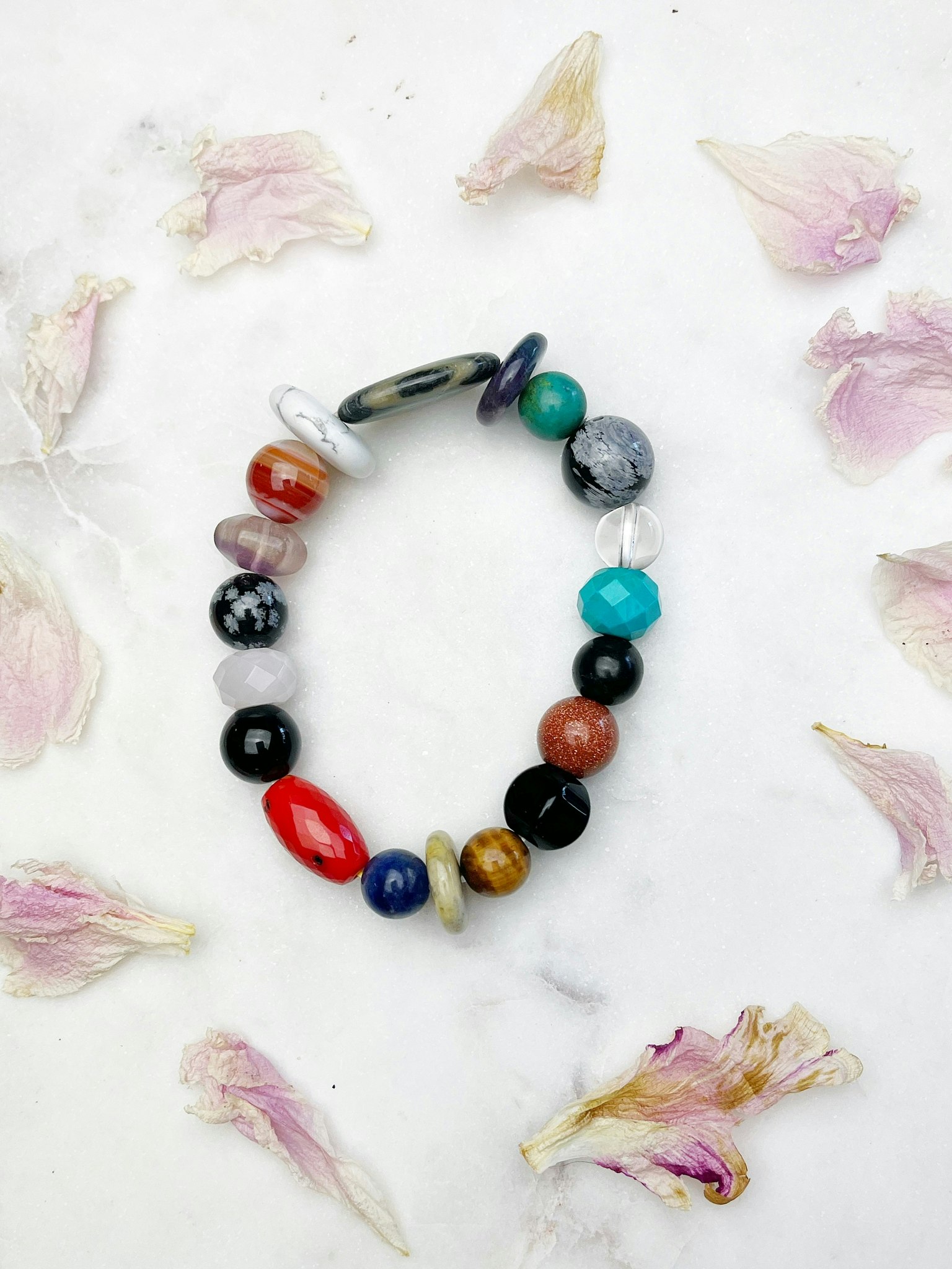 Kristall Armband mixade stenar #6