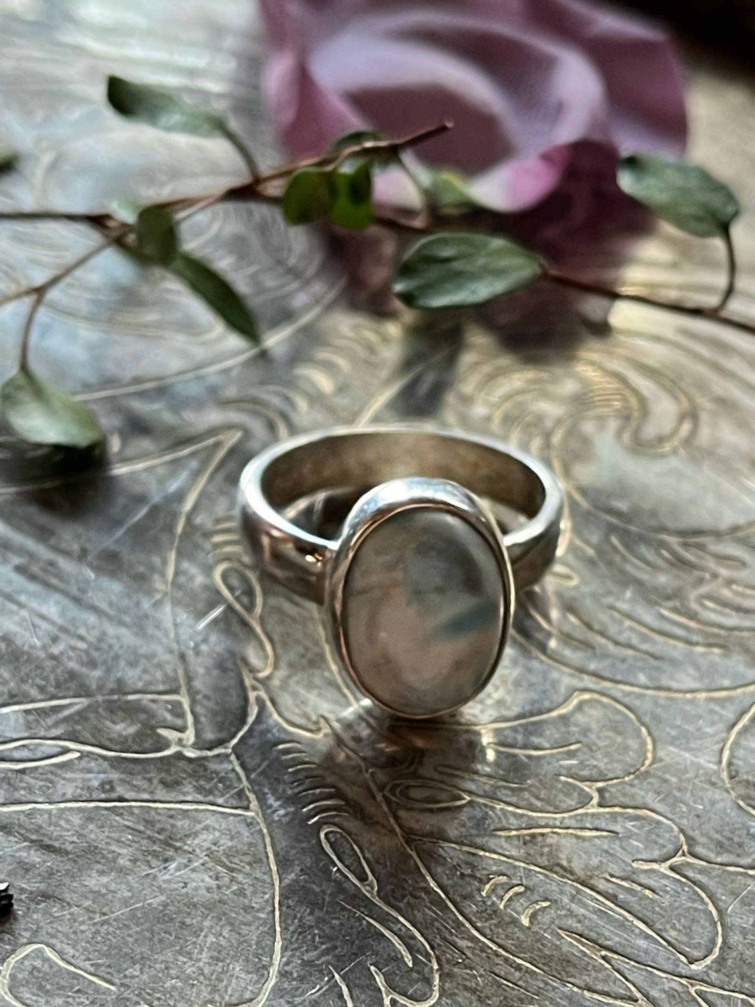 Kristallring med Larimar och sterling silver #1