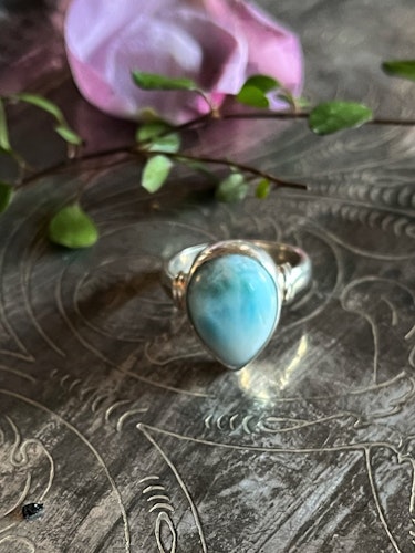 Kristallring med Larimar och sterling silver #1