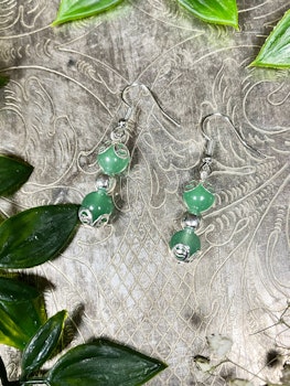 Kristallörhänge med grön Aventurin (nickelfritt)