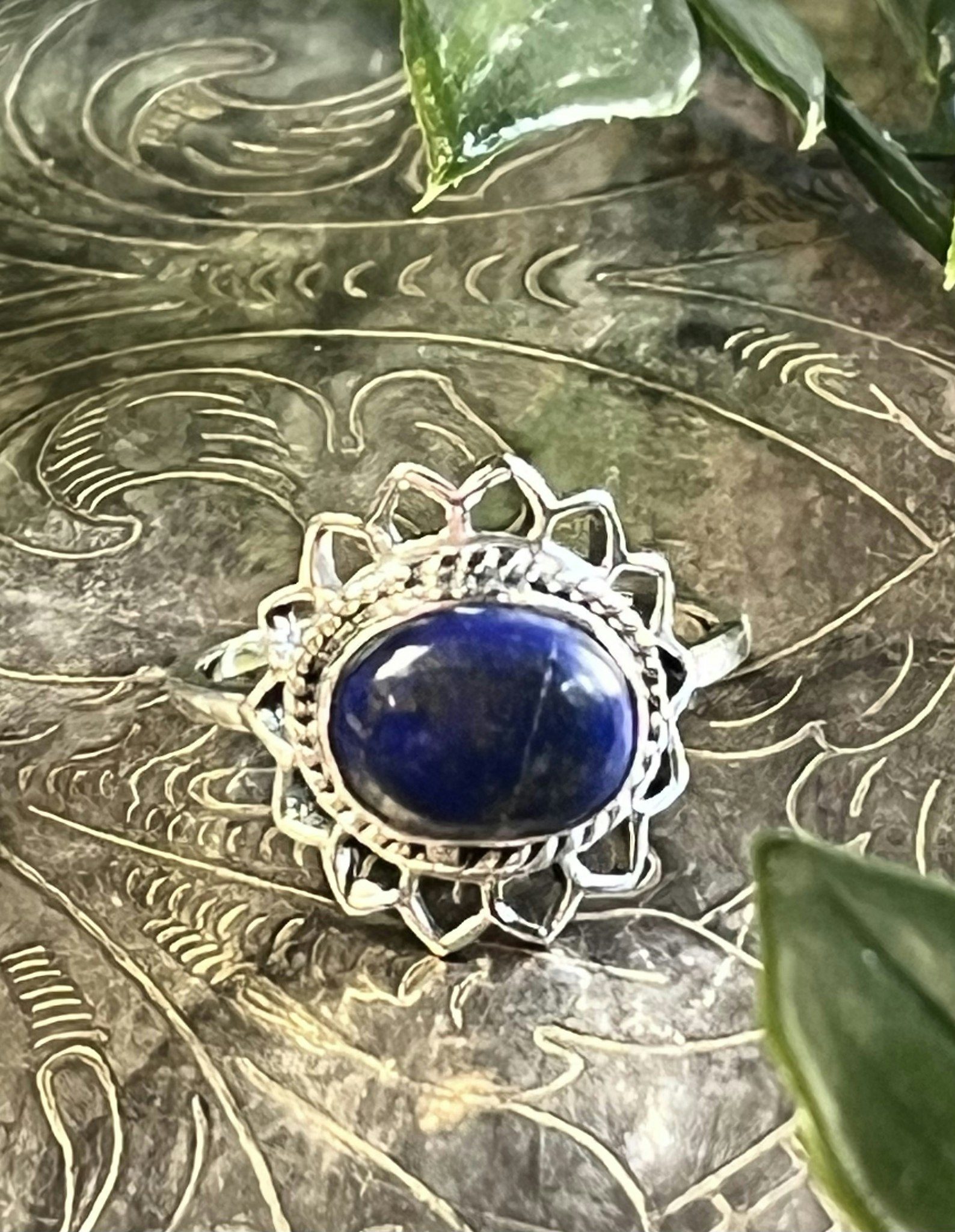 Lapis Lazuli ring  sterling silver stl 10