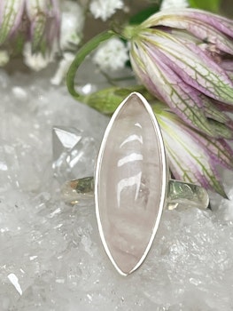 Kristallring rosenkvarts sterling silver stl 8