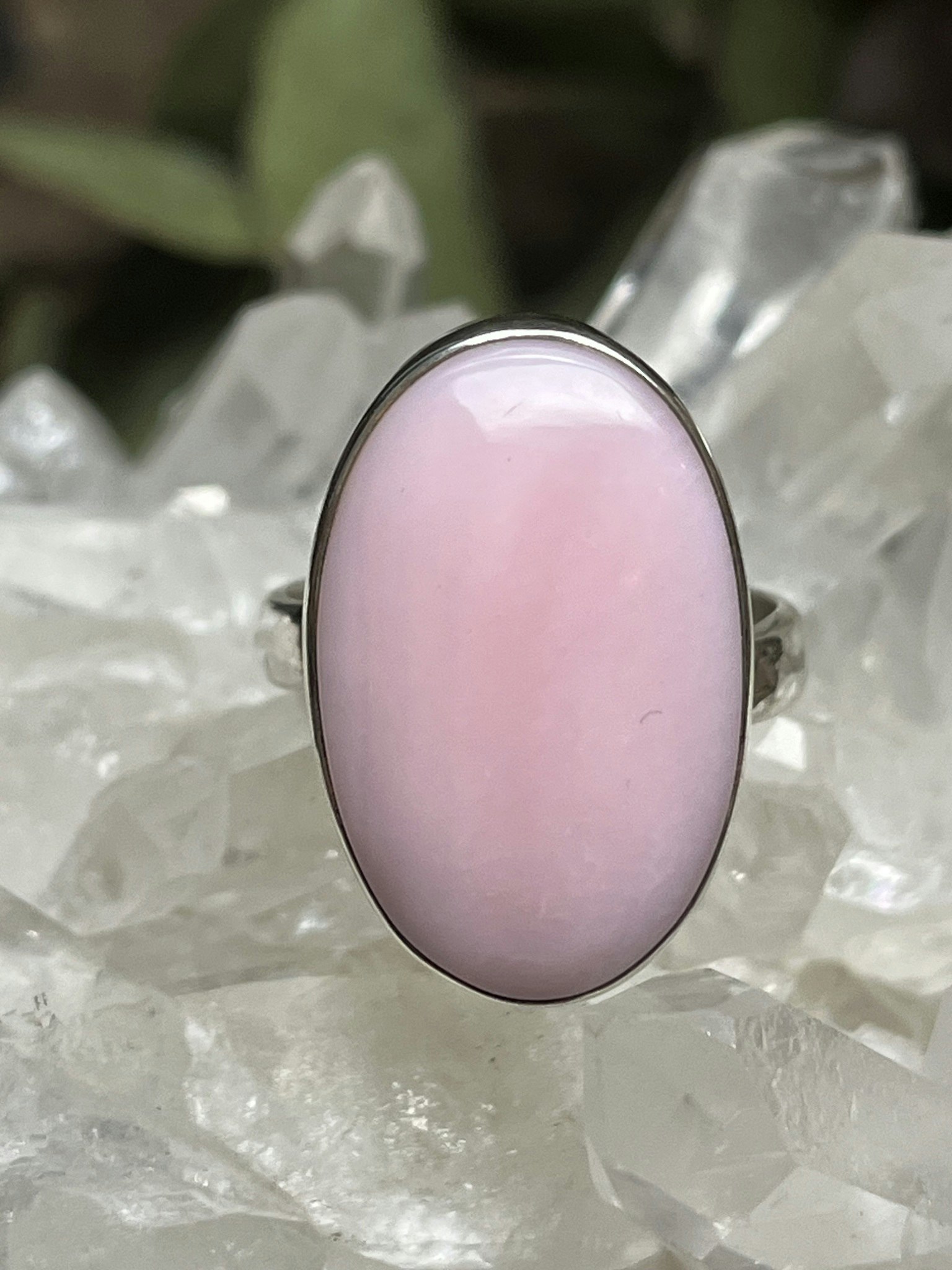 Rosa opal ring sterling silver ställbar #2