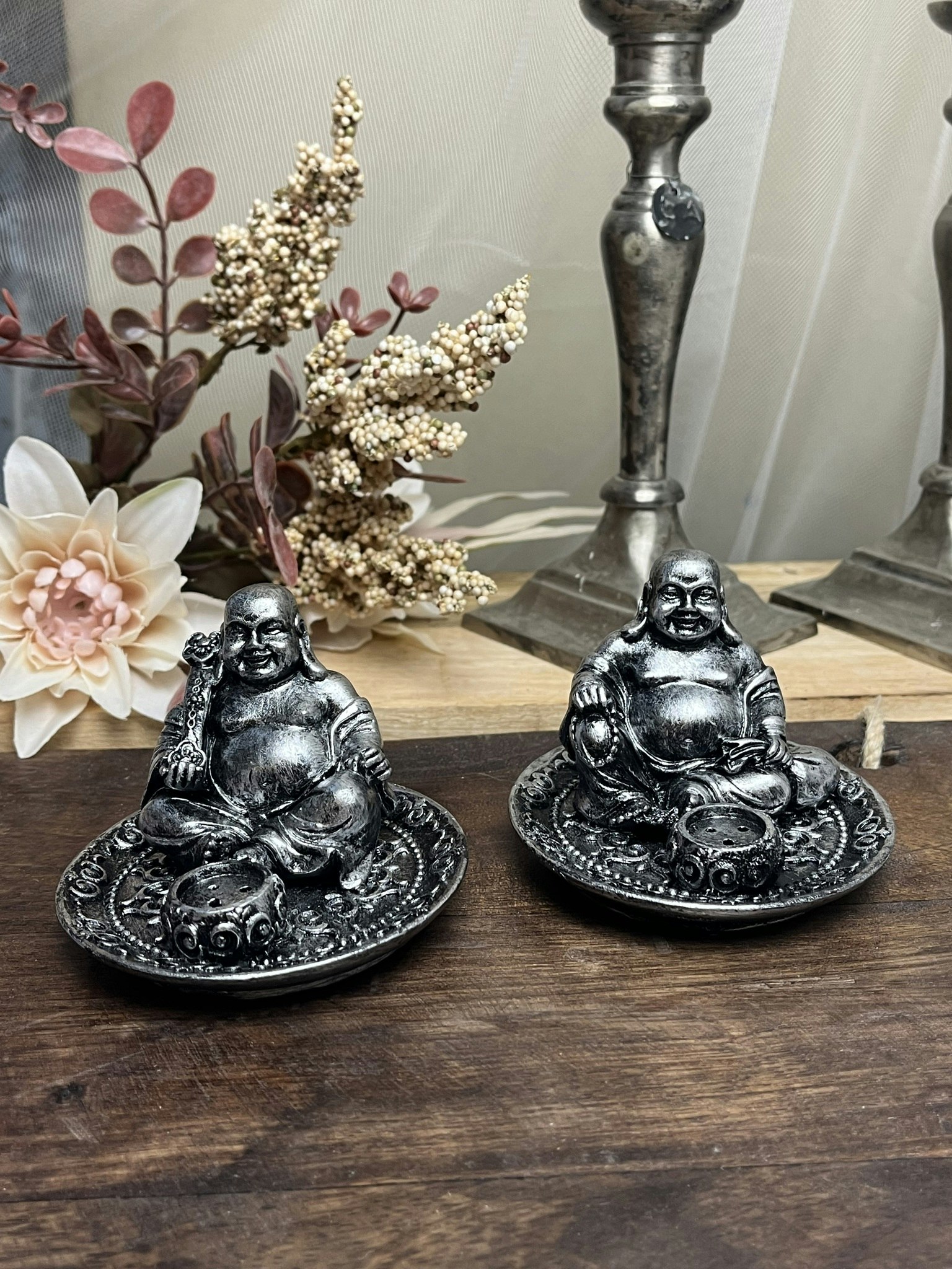 Rökelsehållare, Happy Buddha silver