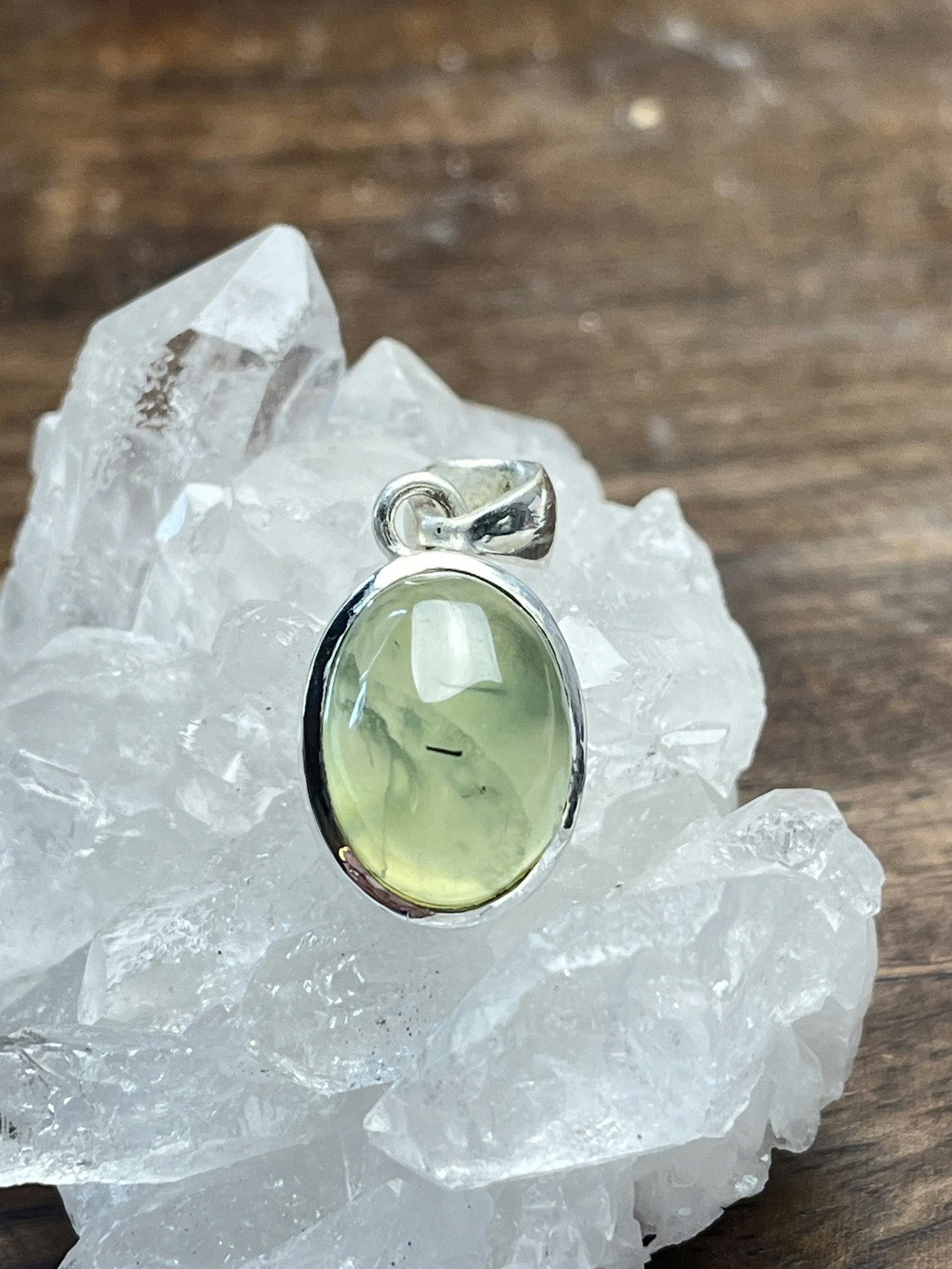 Prehnit hänge sterling silver