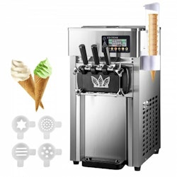 Commercial 3 Flavors Soft Ice Cream Machine Bänkskiva LCD-panel Rengör med ett klick